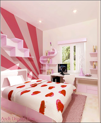 Kamar Tidur Minimalis Warna Pink